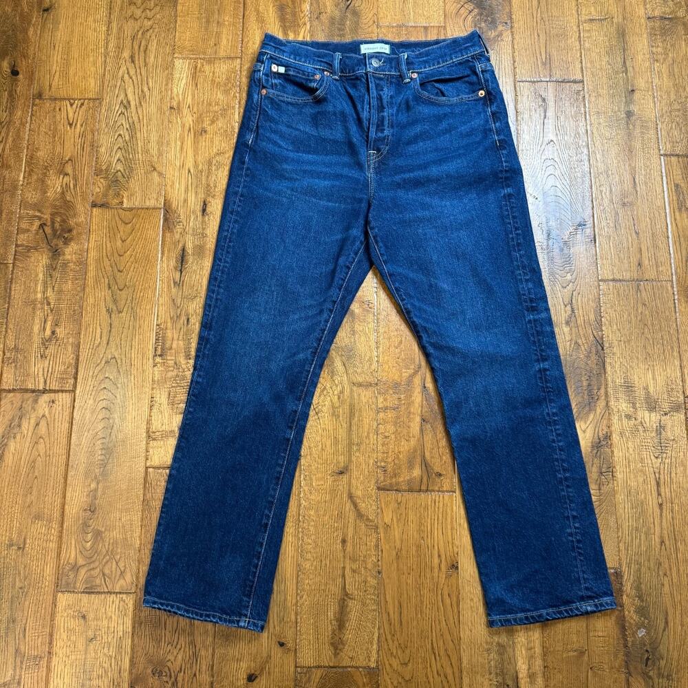 American Eagle Premium Ae77 Denim Straight Crop Ankle Button Fly Jeans Sz 10